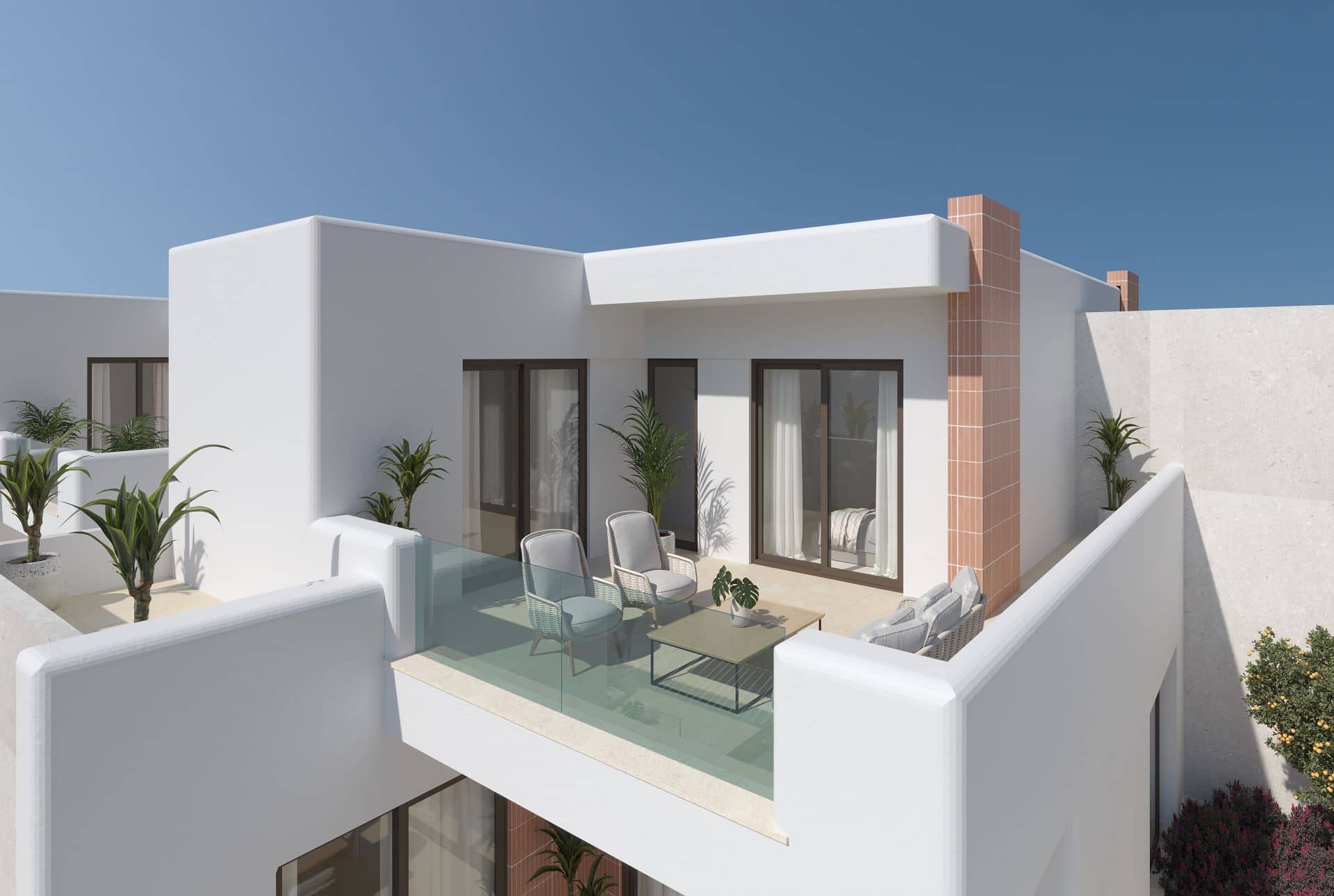 Outdoor terrace upstairs standard model